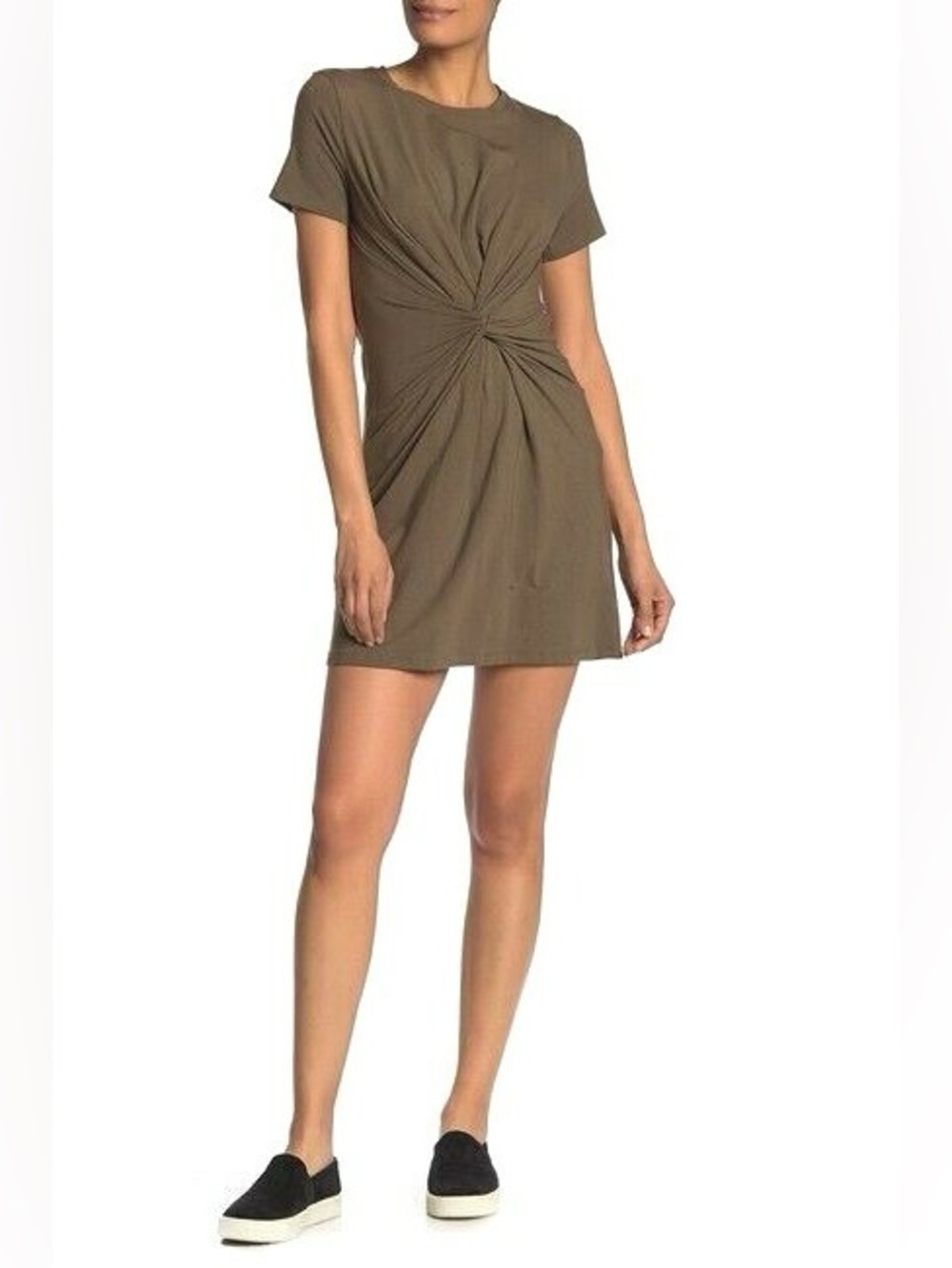 Theory Rubric Knotted T-Shirt Dress in Faded Army Size Medium